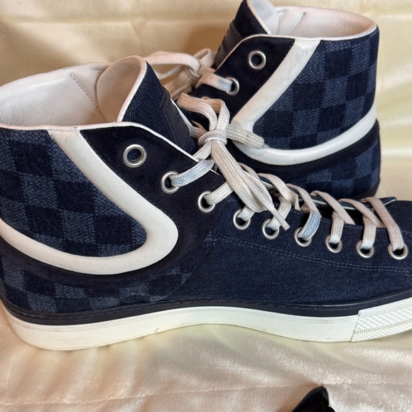 Louis Vuitton Damier Men's Navy and White Sneakers ( denim suede and leather)
